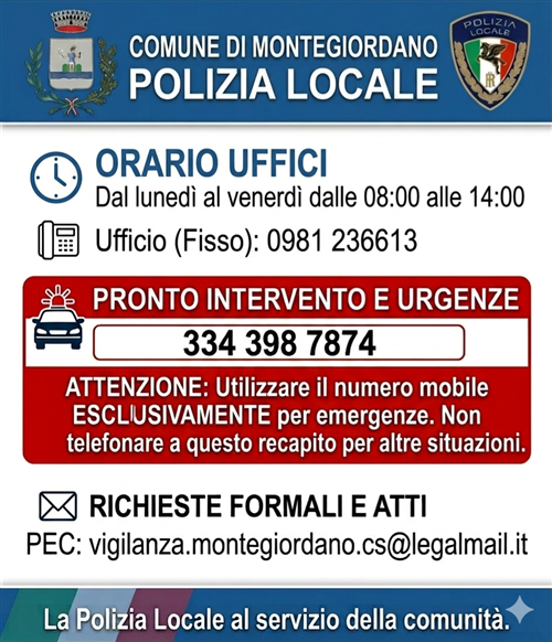 Contatti e recapiti Polizia Locale